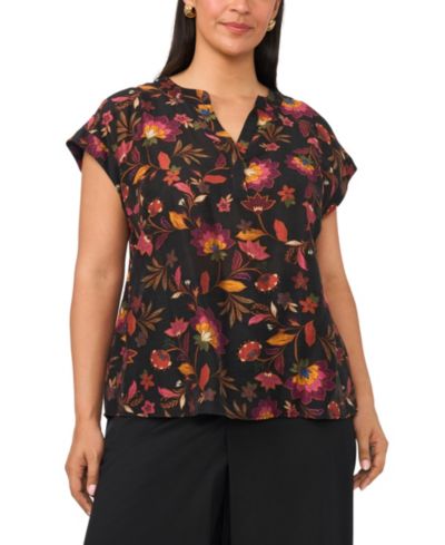 Vince Camuto Plus Size Блузка с V-образным вырезом и коротким рукавом