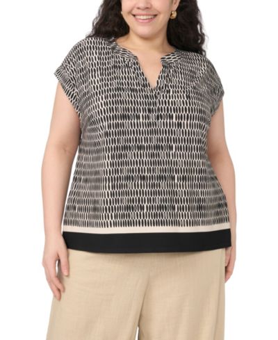 Блузка Vince Camuto Plus Size V-Neck Front Placket Short-Sleeve