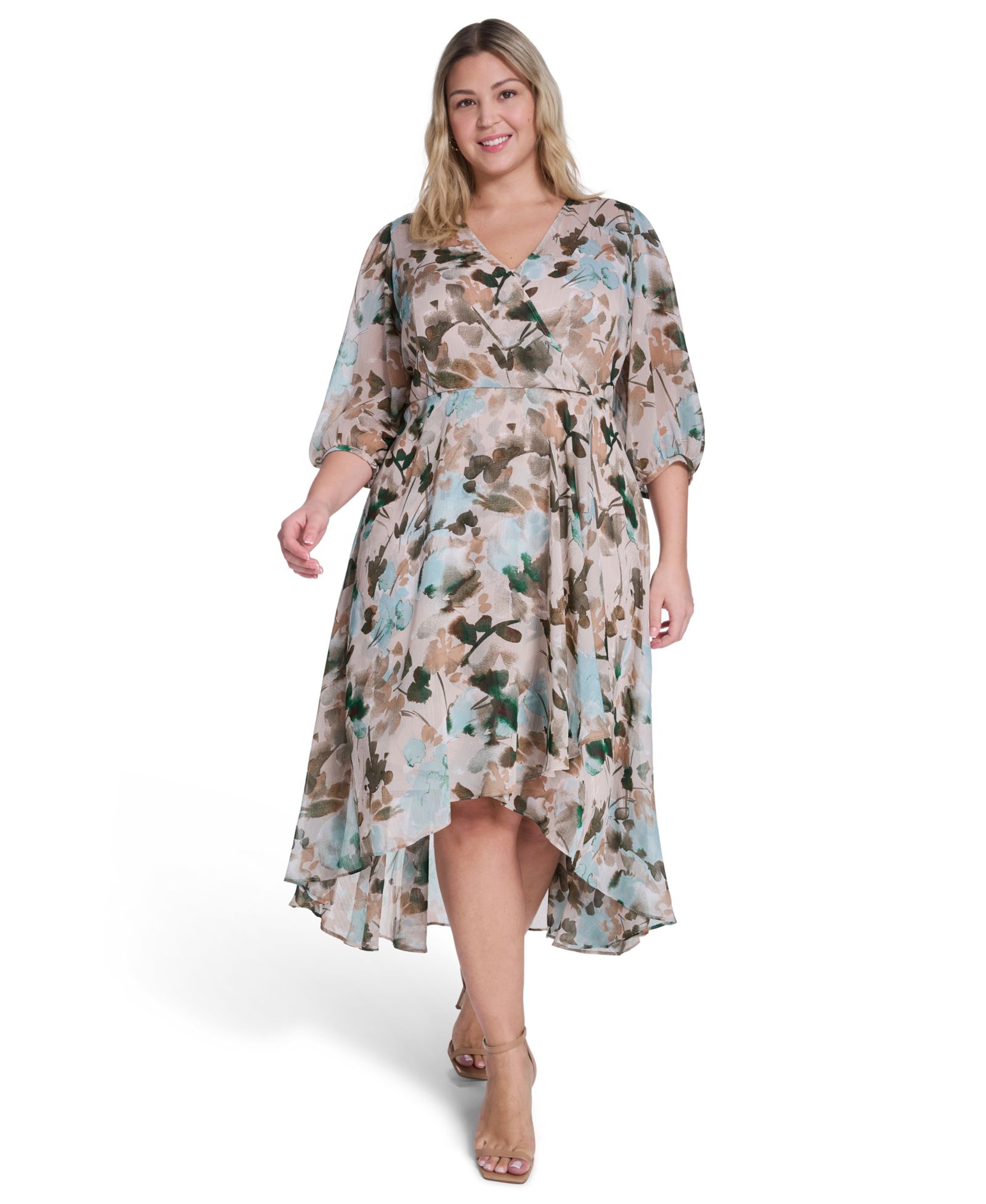 Calvin Klein Plus Size Surplice V-Neck Midi Dress