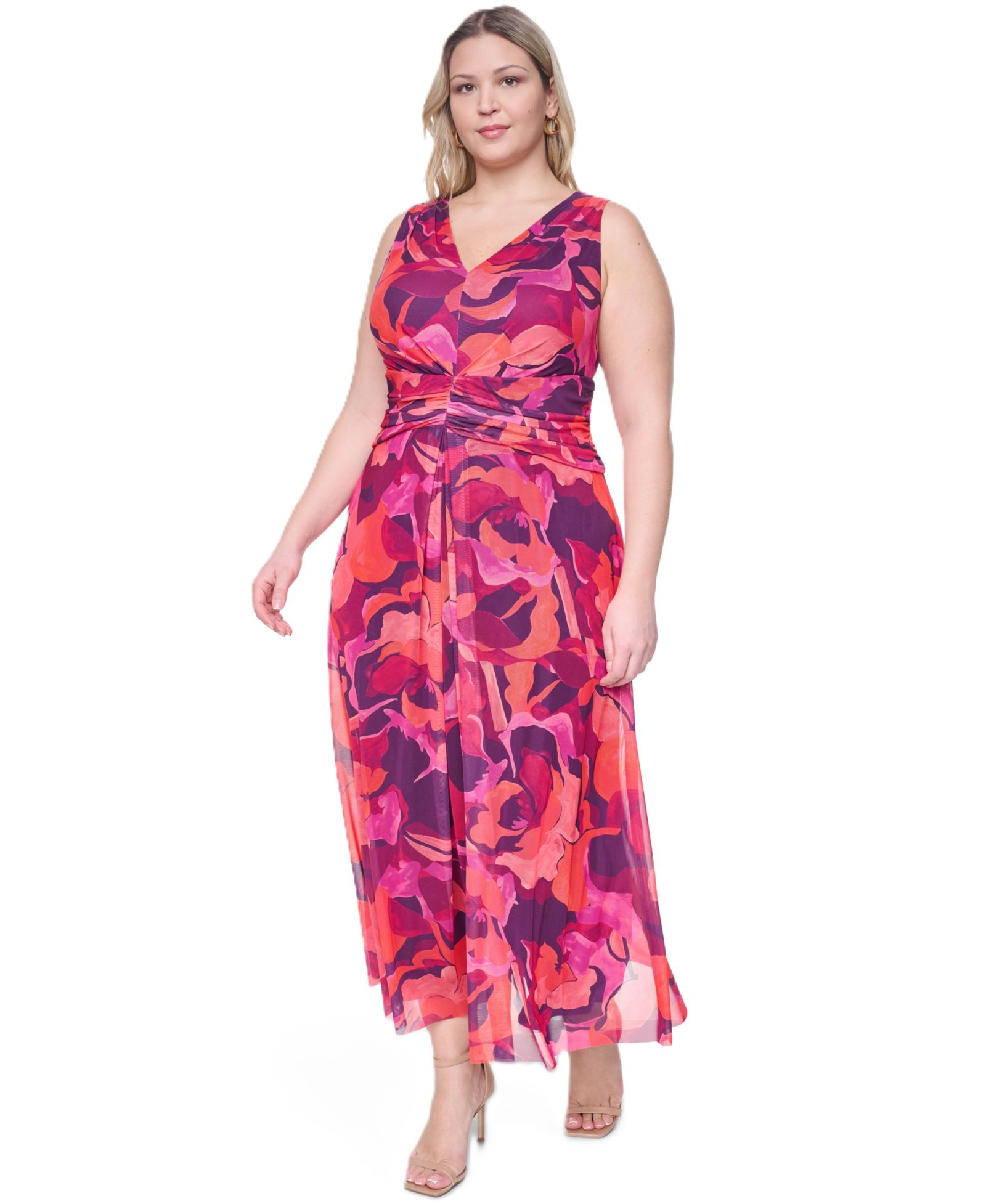 Женское платье миди Eliza J Plus Size с V-образным вырезом