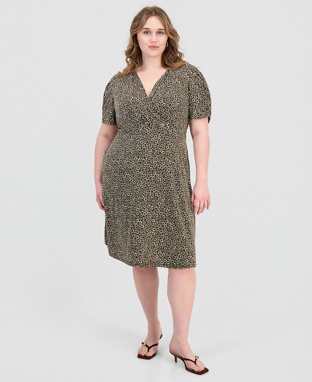 Женское платье Connected Plus Size Printed Ruched-Sleeve Sheath