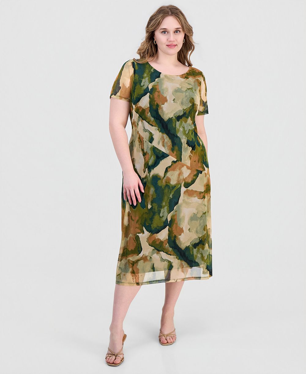 Женское миди-платье Connected Plus Size Printed Mesh