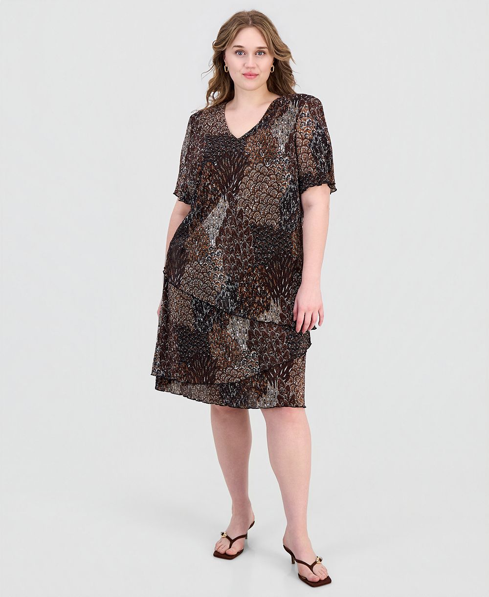 Платье-футляр Connected Plus Size с плиссировкой и асимметрией