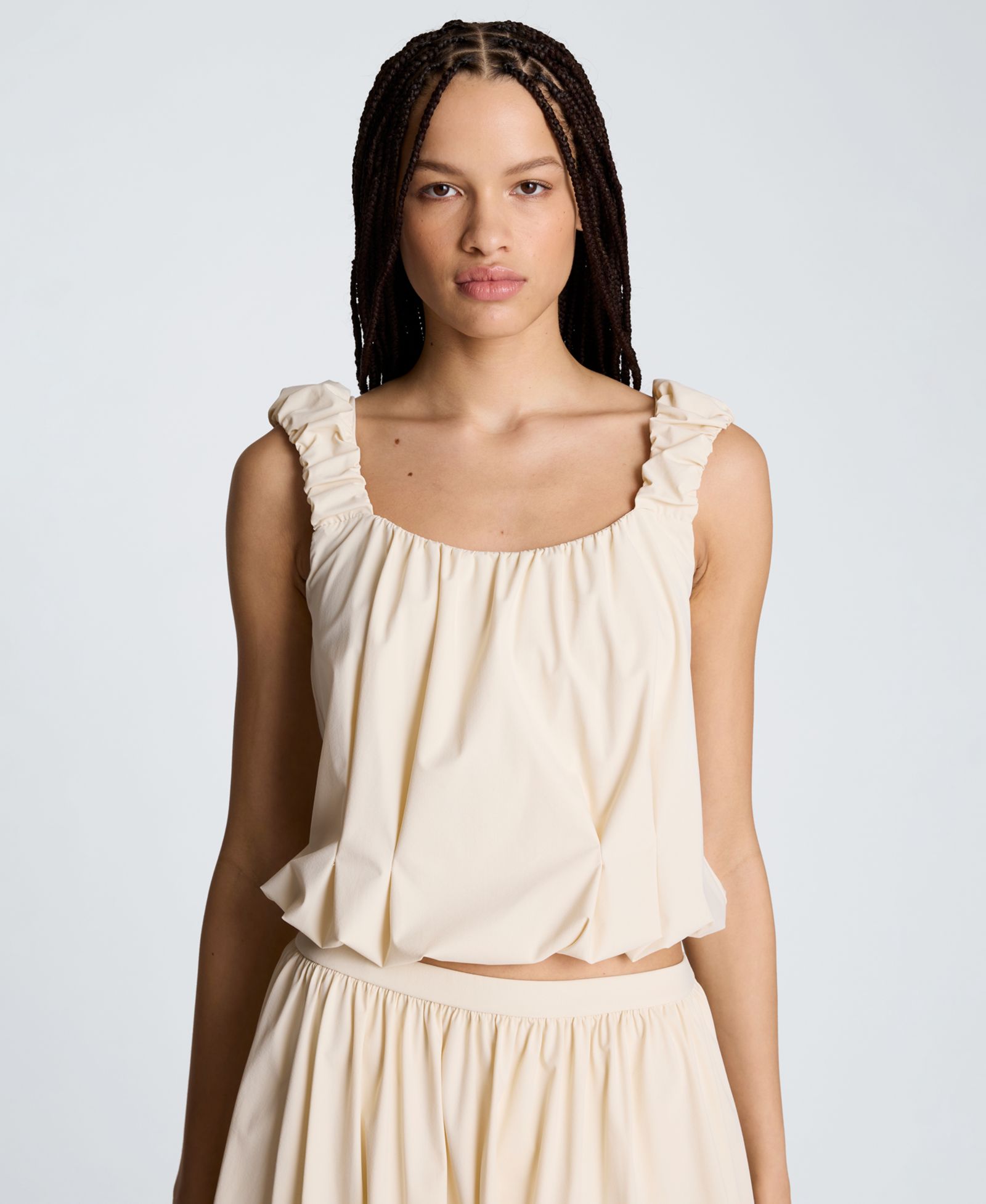 Kenneth Cole Women's Seoul Knit Ruched Scoop Neck Tank Top