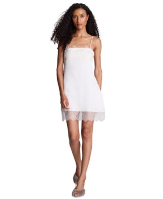 Kenneth Cole Women's Satin Slip Lace Trim Mini Dress