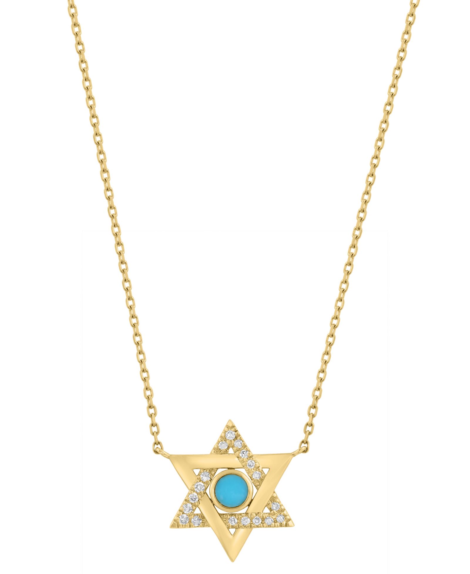 Подвеска EFFY Collection с бирюзой и бриллиантами в оправе из желтого золота 14k