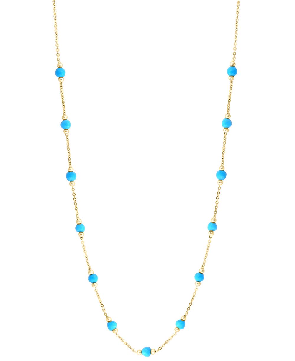 Ожерелье EFFY Collection с бирюзой в желтом золоте 14k