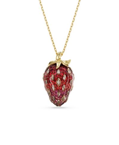 Подвеска-ожерелье Swarovski с клубникой, позолоченная