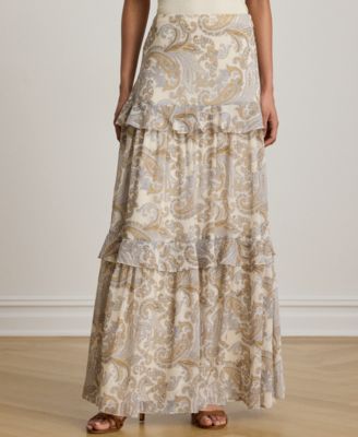 Lauren Ralph Lauren Petite Tiered A-Line Maxi Skirt