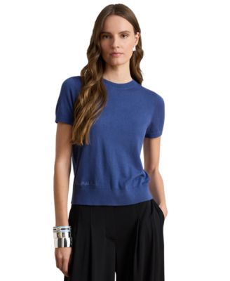 Lauren Ralph Lauren Petite Cotton-Modal Blend Short-Sleeve Crewneck Pullover Sweater