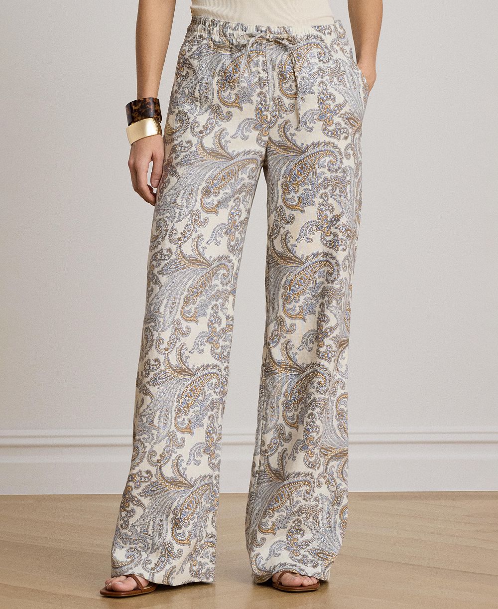 Lauren Ralph Lauren Women's Linen Mid-Rise Wide-Leg Pants