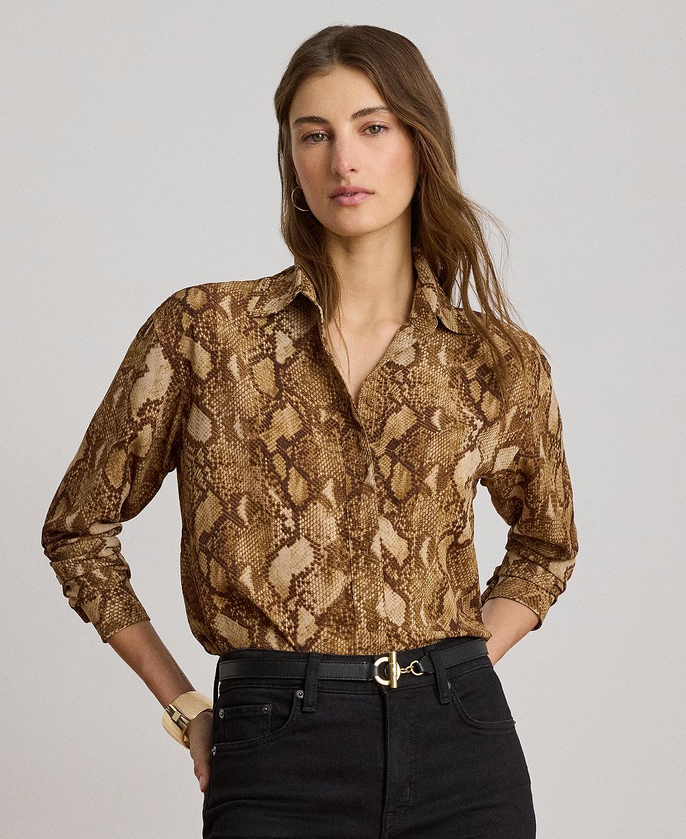 Lauren Ralph Lauren Women's Buttoned Placket Long-Sleeve Shirt