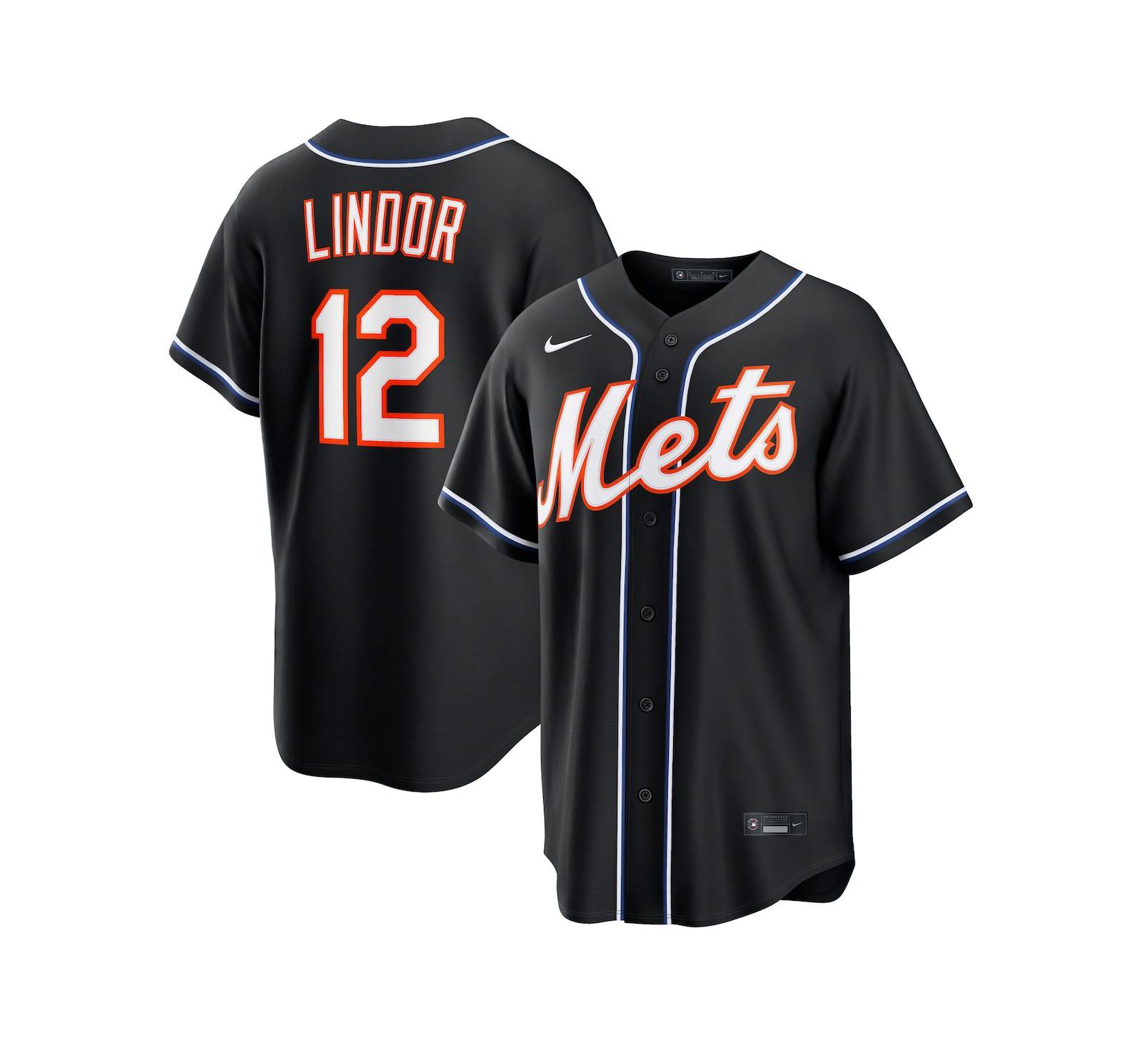 Nike Мужская джерси Nike Francisco Lindor Black New York Mets 2026 Replica