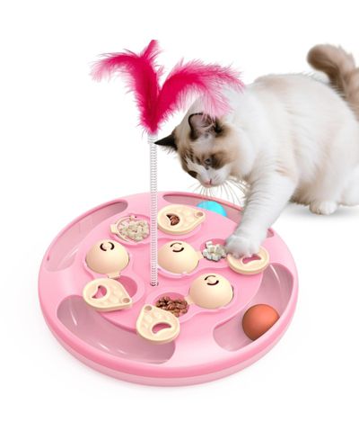ARONKL Cat Puzzle Toys 3-in-1 Track Balls Teaser Feeder Non-slip Mental Enrichment Slow Feeding Indoor Cats Gift