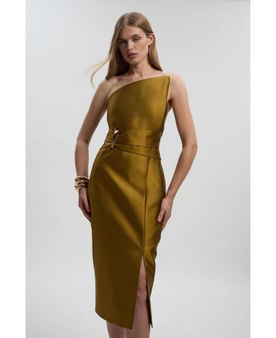 Karen Millen Женское миди-платье из сатина Asymmetric Neck