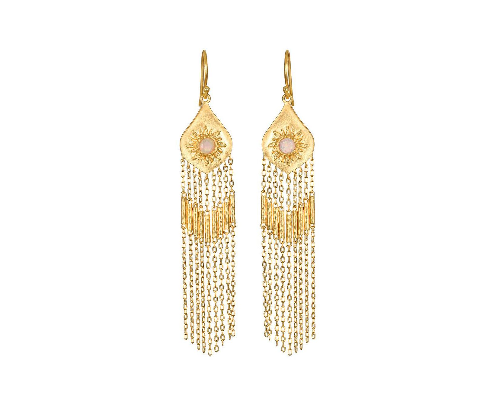 Satya Jewelry Daybreak Opal Sun Fringe Earrings