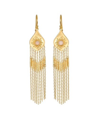 Satya Jewelry Daybreak Opal Sun Fringe Earrings