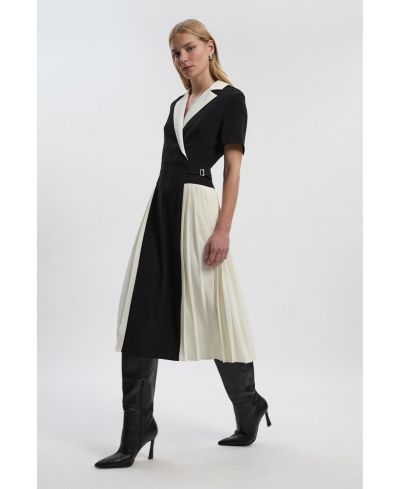 Женское платье миди с плиссировкой из крепа Karen Millen Tailored
