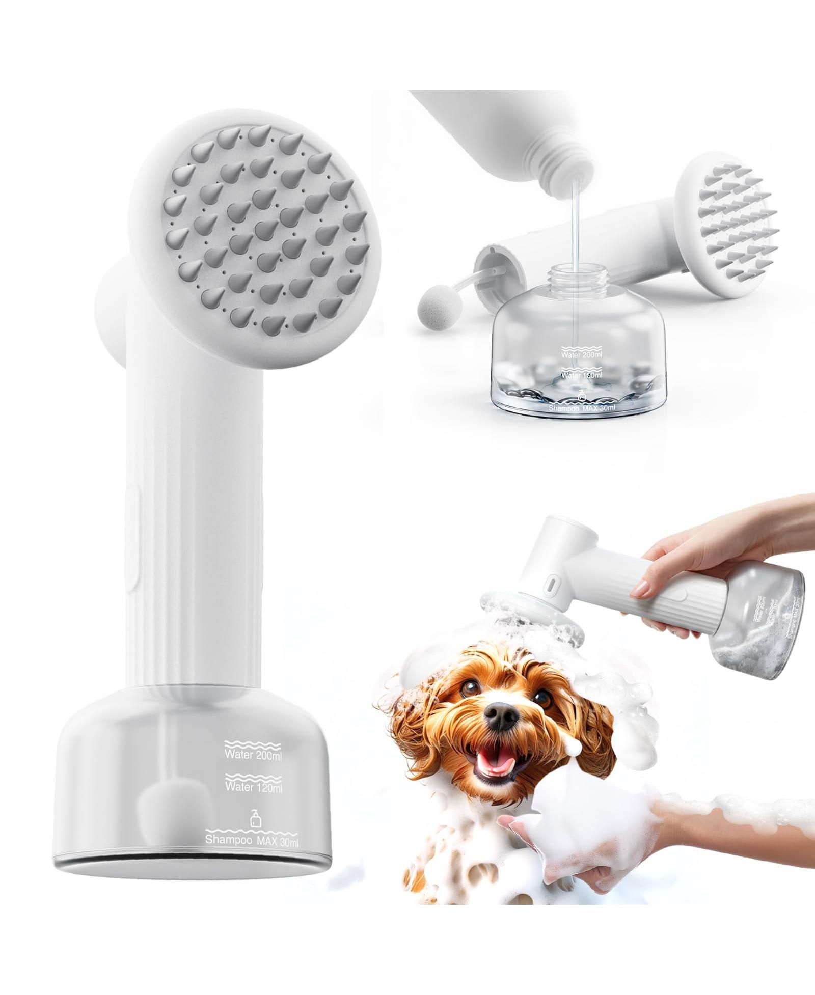 ARONKL Automatic Foaming Rechargeable Pet Bath Brush with Soft Silicone Bristles