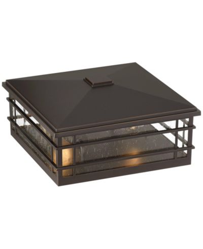 Kathy Ireland Sierra Craftsman High Farmhouse Rustic Outdoor Pier Mount Light Fixture Porch Weatherproof