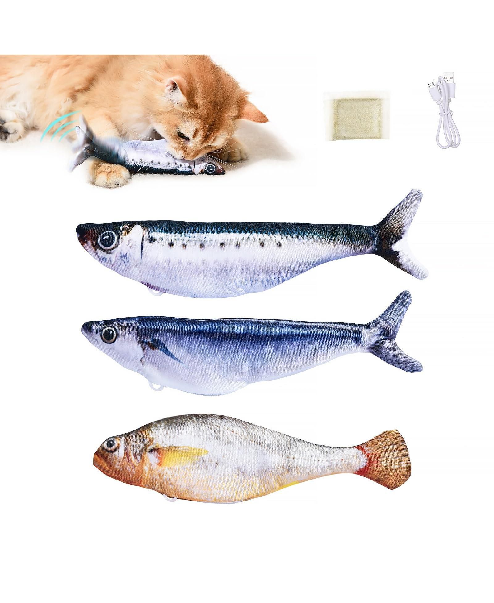 Игрушка для кошек ARONKL 3 Pack Interactive Flopping Fish, перезаряжаемая