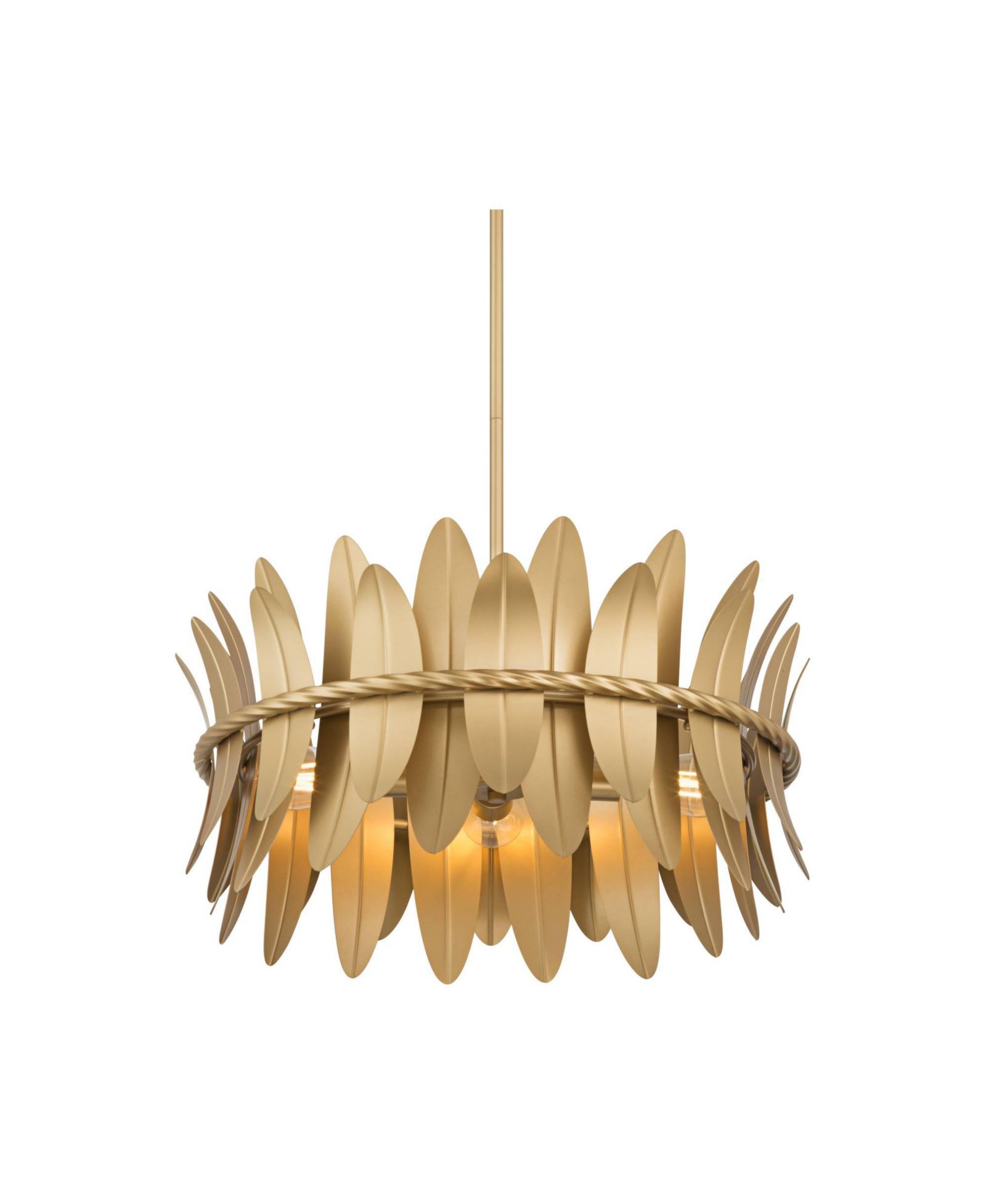 Possini Euro Design  Saranda 21  Gold Banana Leaf 4-Light Pendant Light