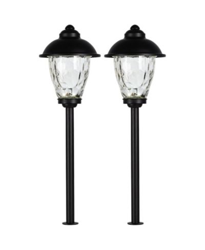 John Timberland Concord  High Country Outdoor Landscape Path Lights Porch House Set of 2 LED Bulb  Metal Clear Glass Shade