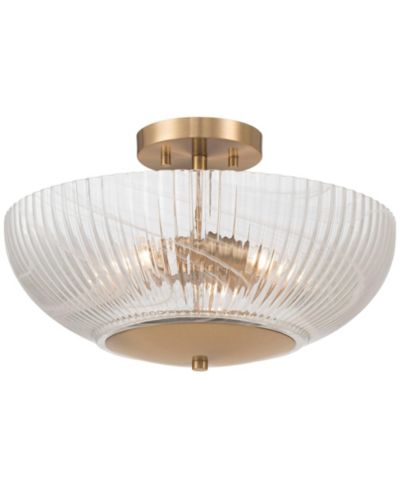 Possini Euro Design Molini  Wide Warm Brass Bowl 3-Light Ceiling Light