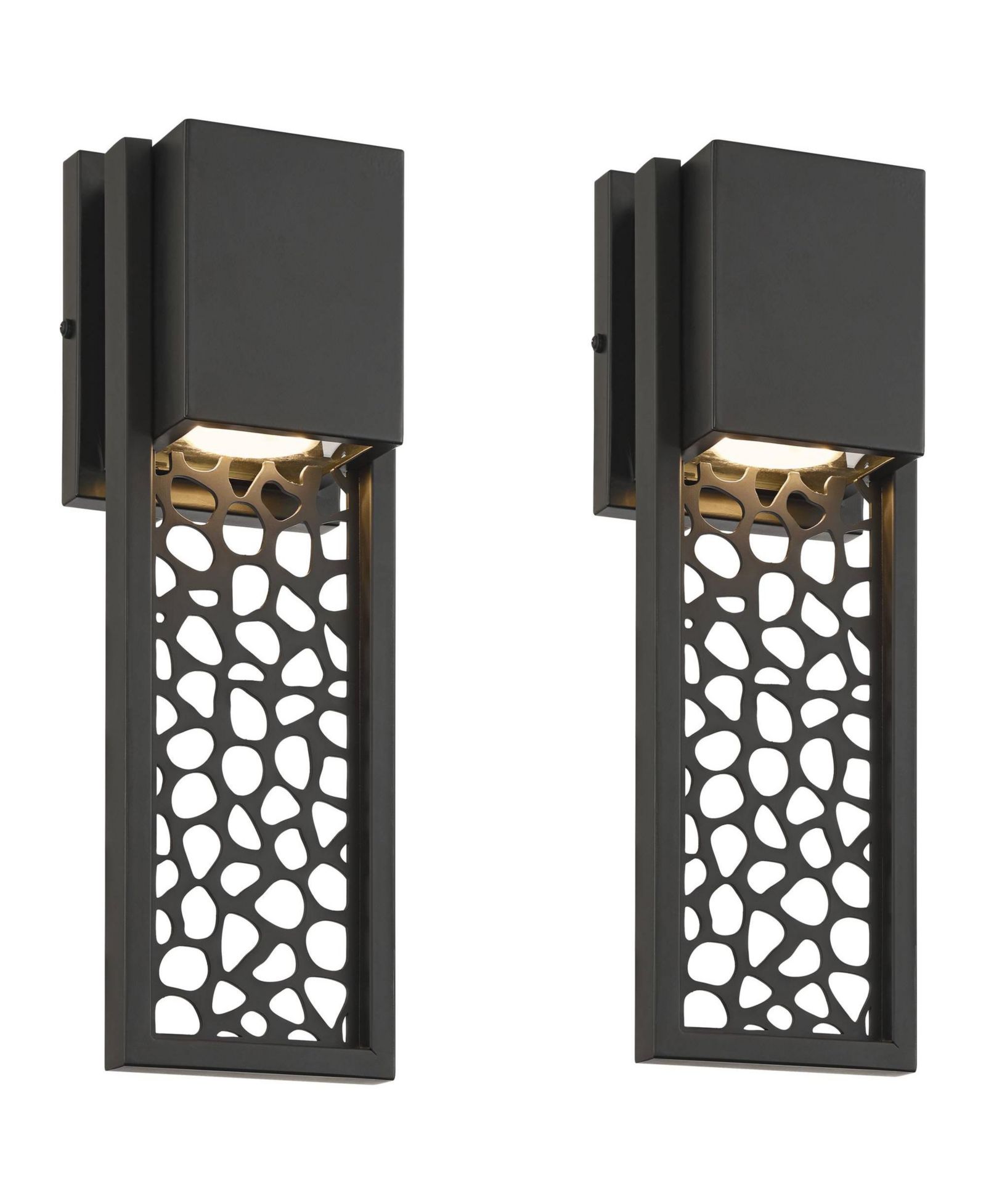 Possini Euro Design Miele  High Modern Outdoor Wall Light Fixture Mount Porch House Set of 2 LED Bulb Matte  Metal