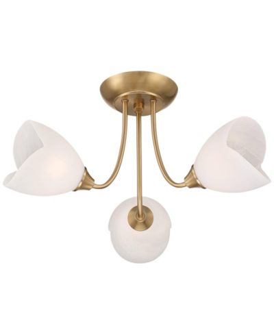 Possini Euro Design Nessa Wide Warm Brass Tulips 3-Light Ceiling Light