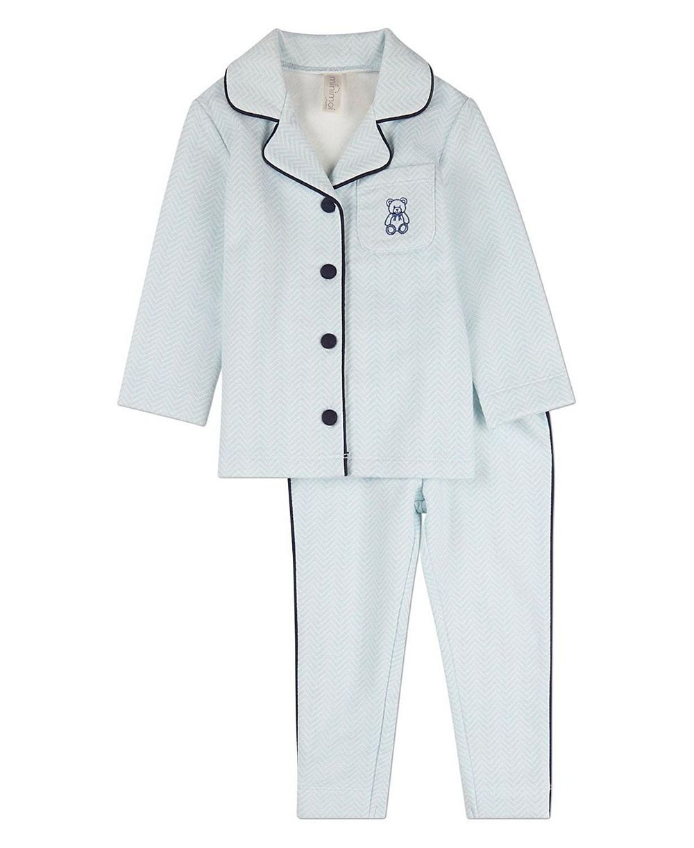 Пижамный комплект MeMoi Big Girls 2 Piece "Snuggly Bear" Chevron-Printed Cotton-Rich