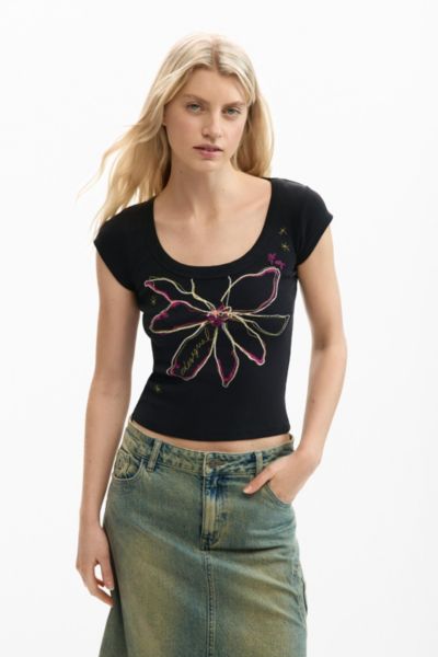 Футболка Desigual Women's Fitted с цветочным принтом