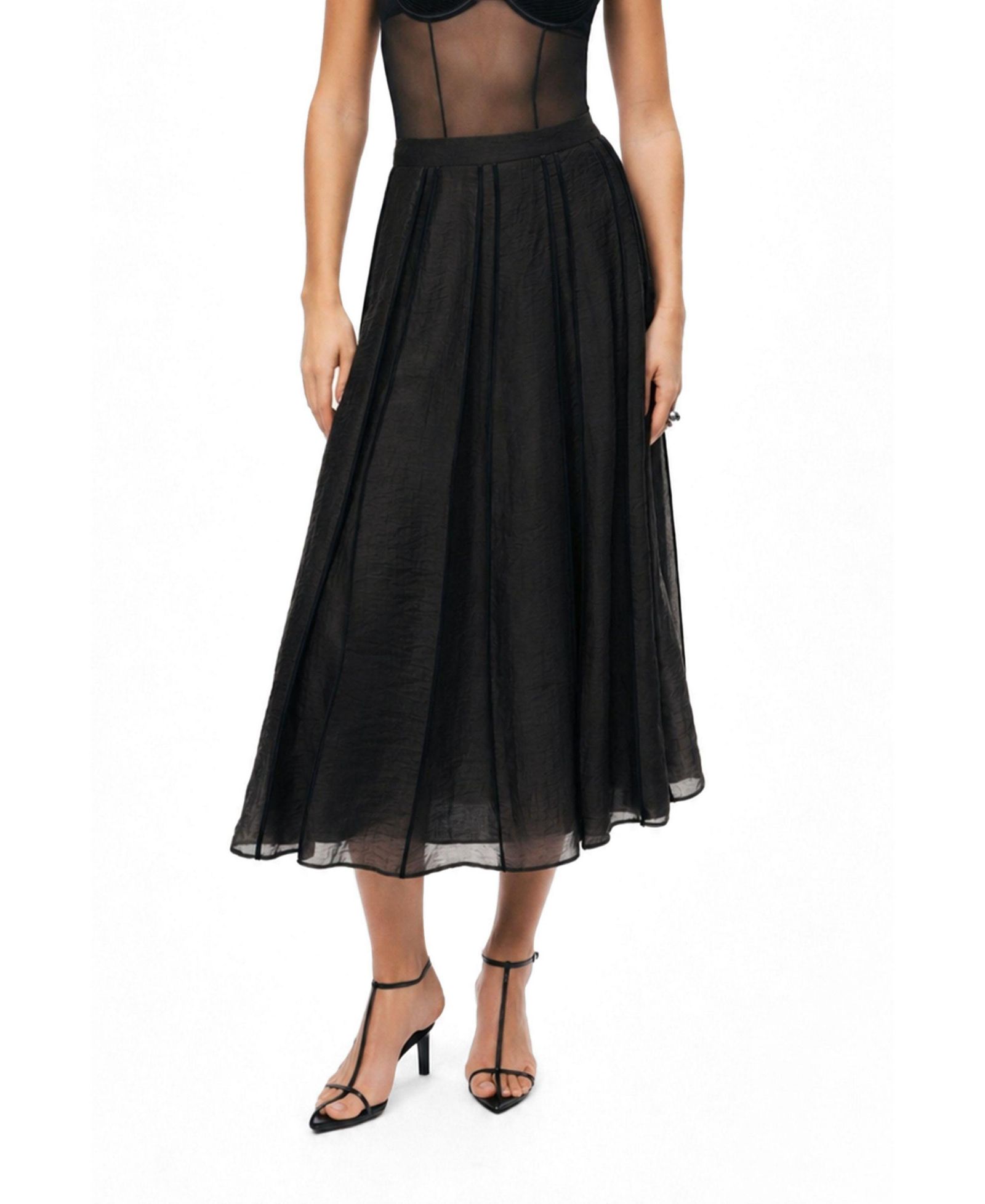 NOCTURNE Women's Sheer Pleated Midi Skirt