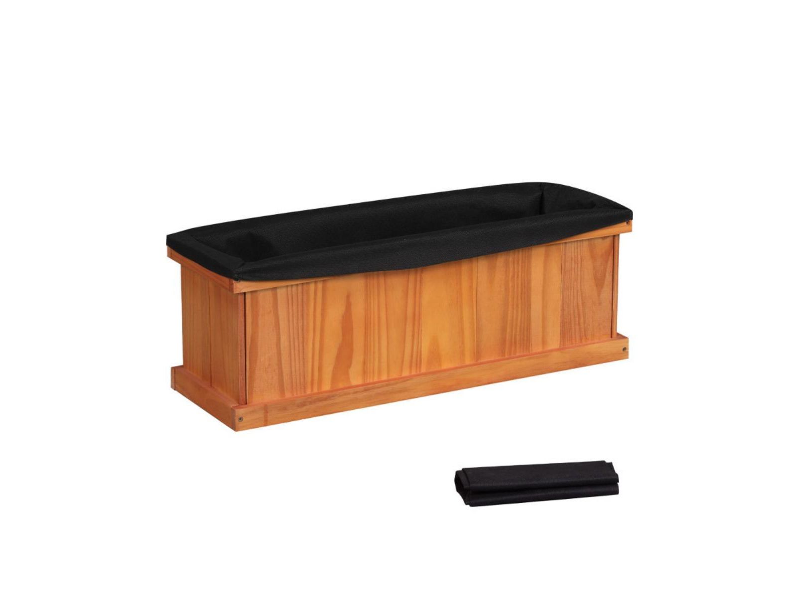 GOUUN Pine Wood Raised Planter Box with Drainage Holes and Liner,  Garden Bed