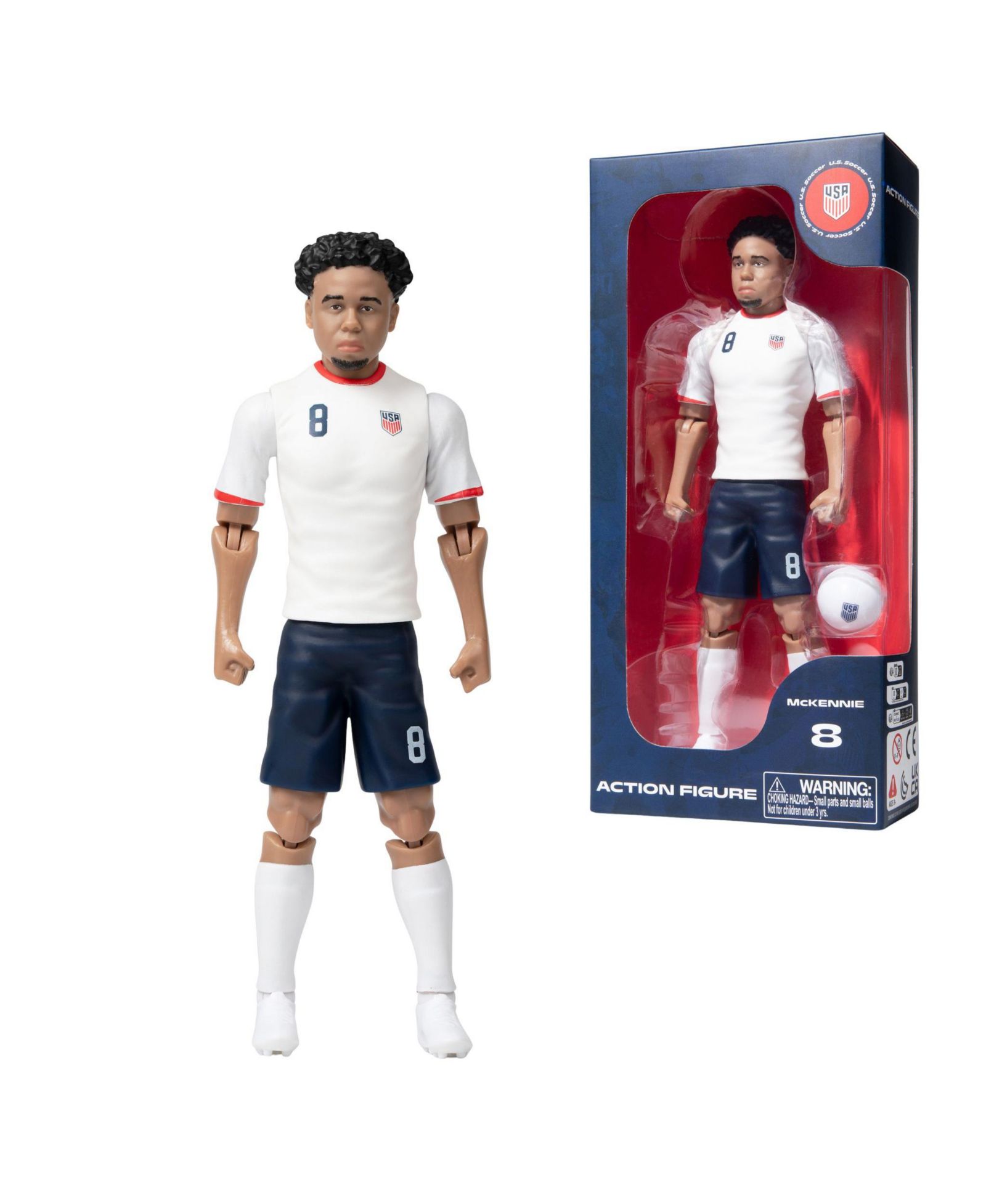 Banbo Toys Officially Licensed USMNT Weston McKennie Articulated 8" Action Figure, 2-Piece Set, 14+ Years