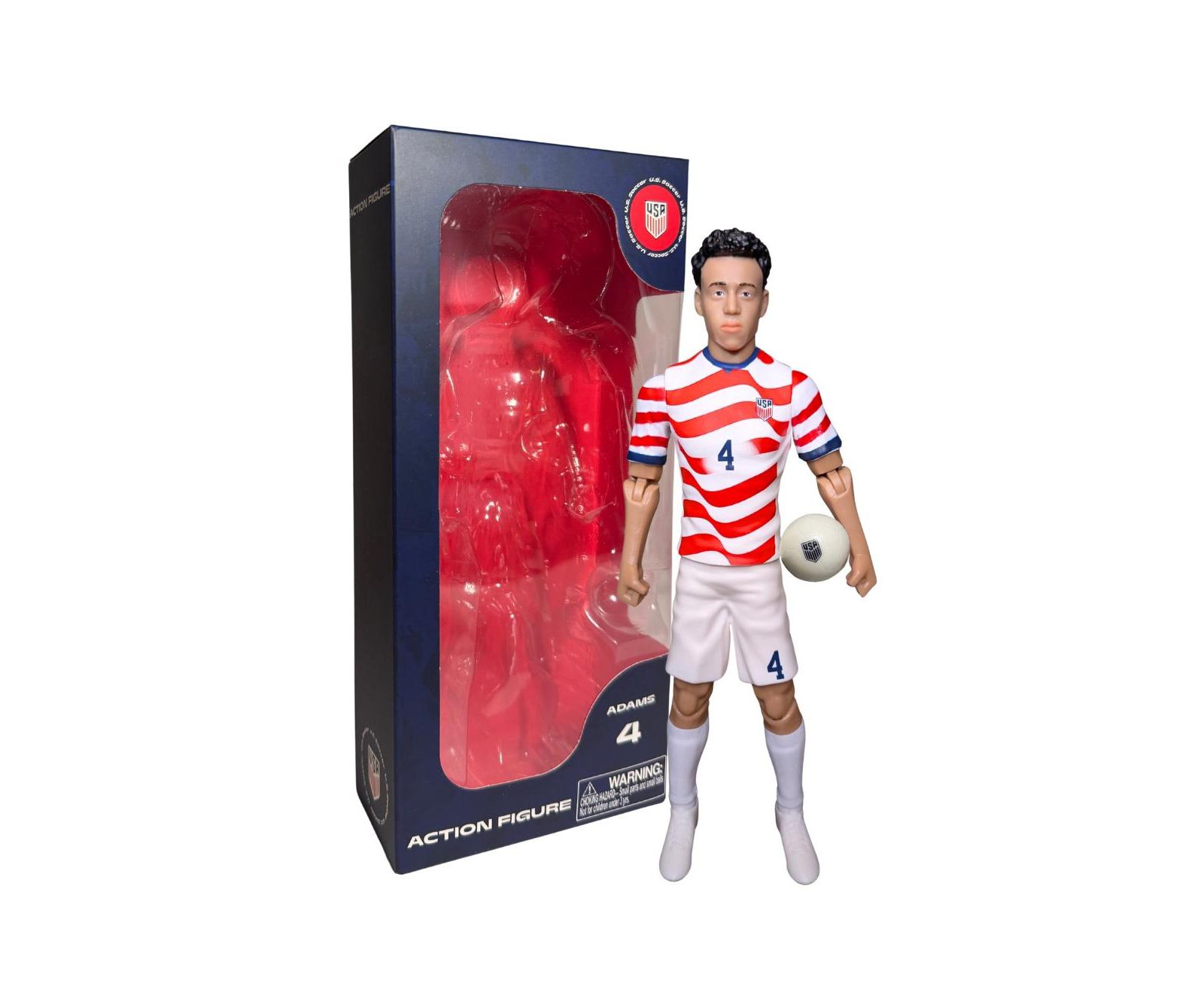 Banbo Toys USMNT Tyler Adams Sockers 8" Articulated Action Figure with Soccer Ball, 2-Piece Set, Ages 14+