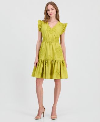 Anne Klein Women's Eyelet Embroidered Cotton A-Line Dress