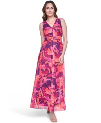 Eliza J Women's Sleeveless V-Neck Ruched Waist Midaxi Dress