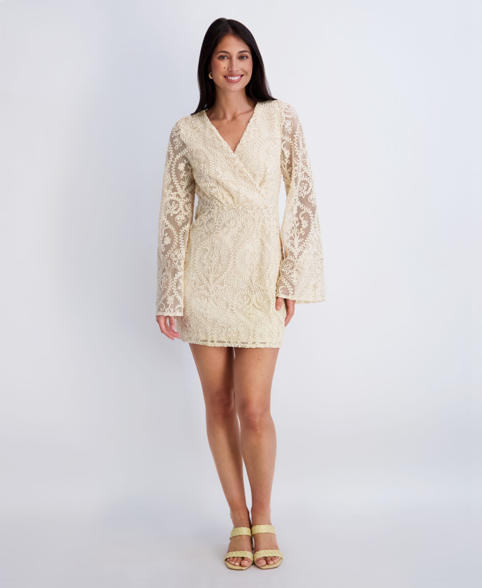 Siena Women's V-Neck Open Back Crochet Lace Dress