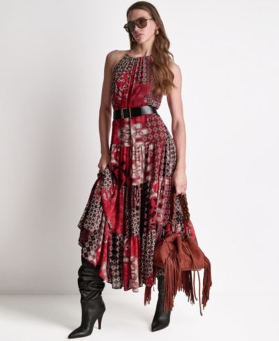 BCBG Женское шифоновое платье макси с многослойной юбкой