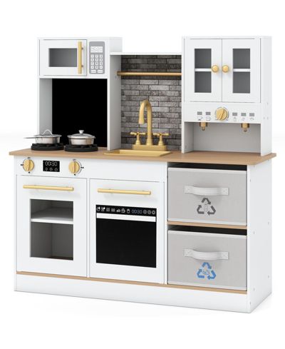 Slickblue Wooden Kids Play Kitchen With Light and Sound, Ages 3+