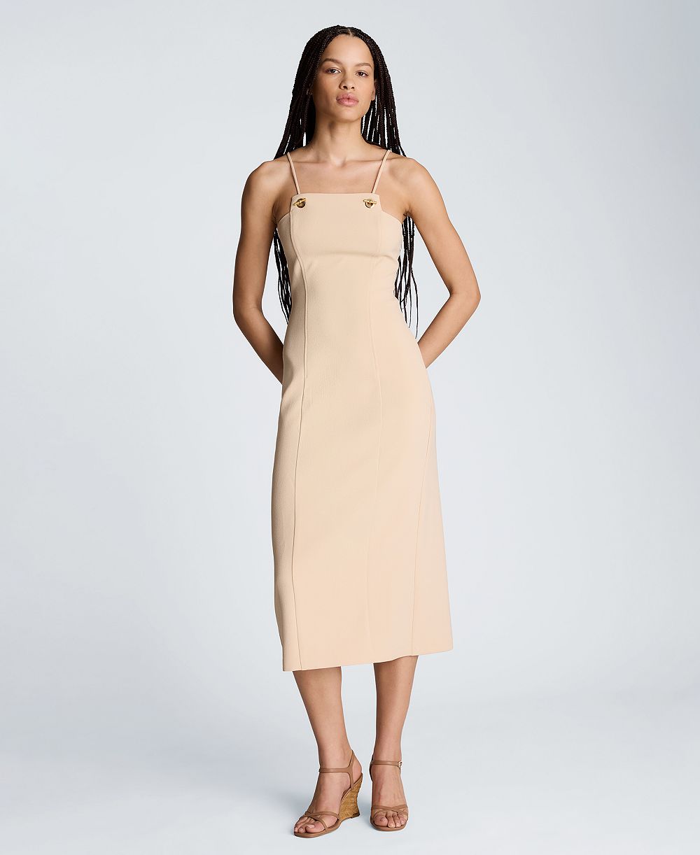 Kenneth Cole Women's Square Neck Grommet Midi Dress