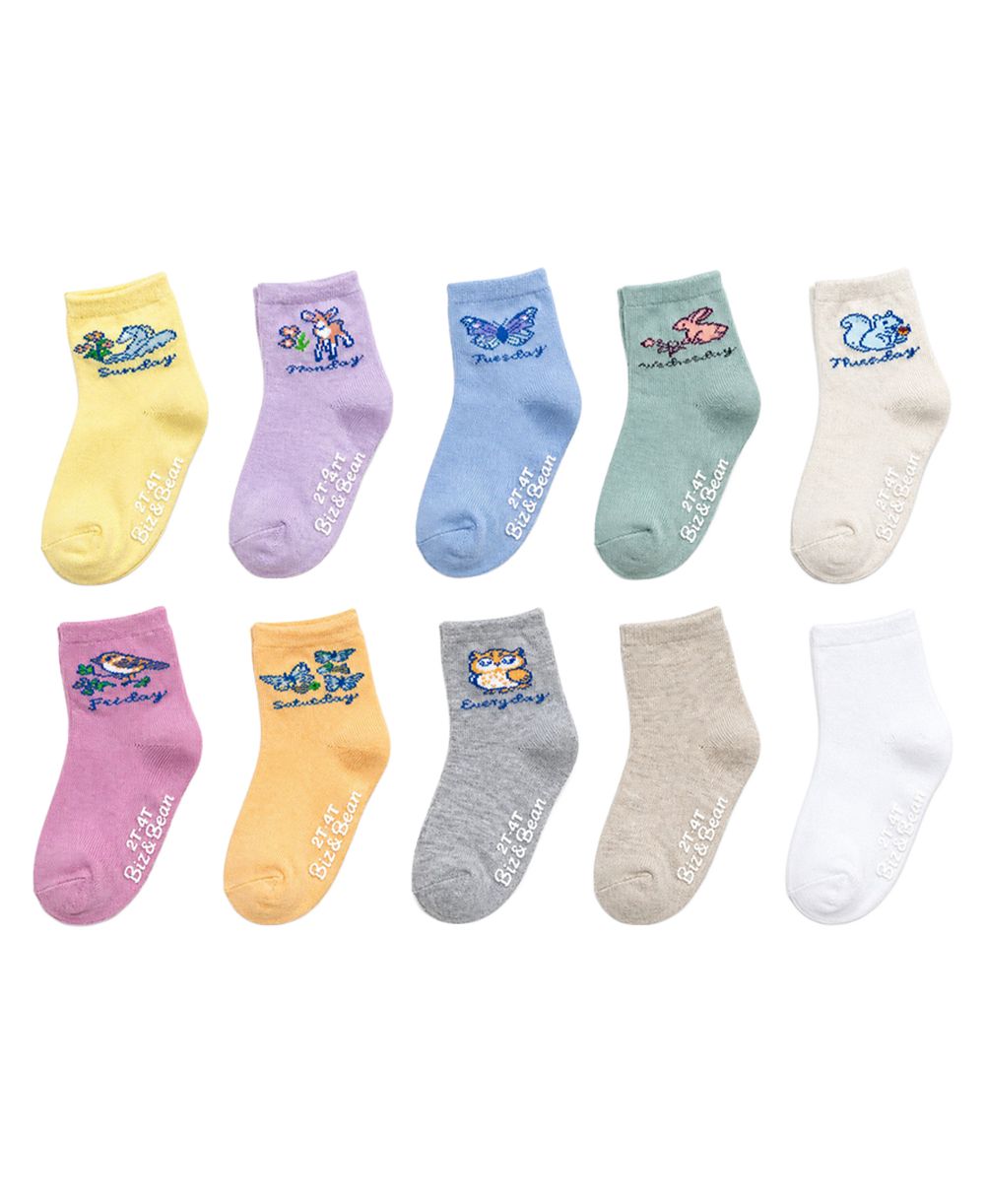 Носки Rainbow Sugar Toddler Boys' and Girls' 2T-4T Grippers 10-Pack