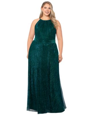 Женское вечернее платье Plus Size B&A By Betsy and Adam Metallic Halter Gown
