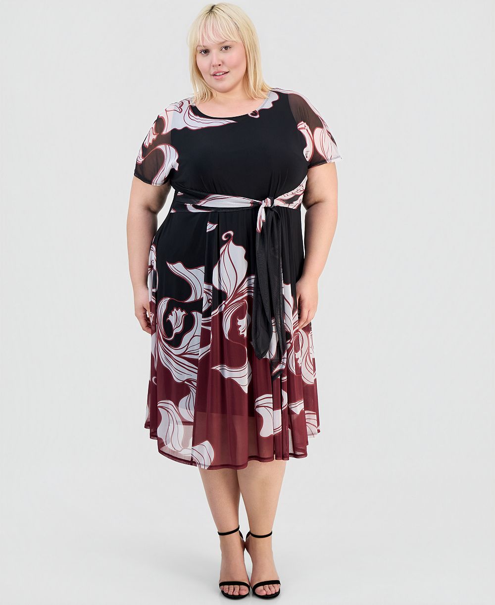 Robbie Bee Plus Size платье с принтом и завязками спереди