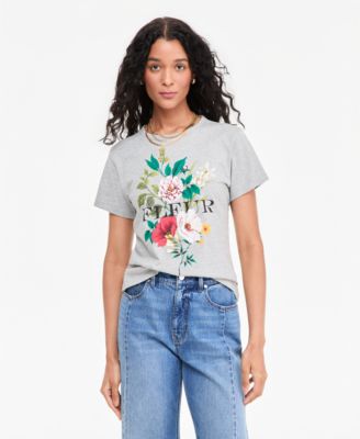 Женская футболка On 34th Fleur Beaded Graphic Crewneck