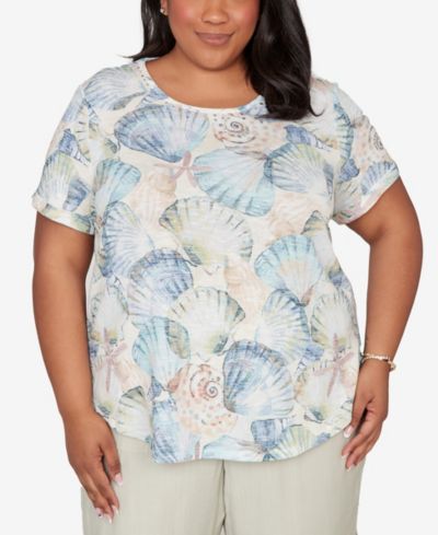 Футболка Alfred Dunner Plus Size Vintage Charm Seashells Embellished