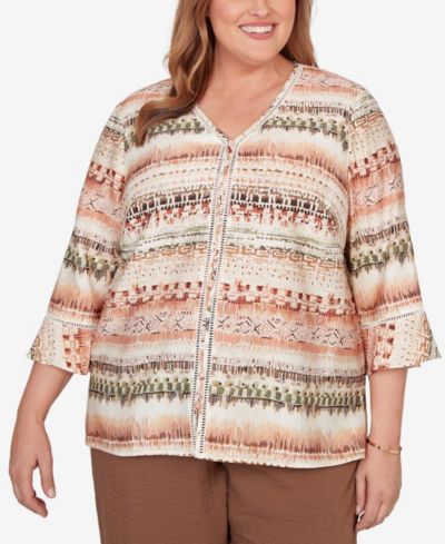 Женский топ Alfred Dunner Plus Size Spice Market Biadere Stripe Center Seam