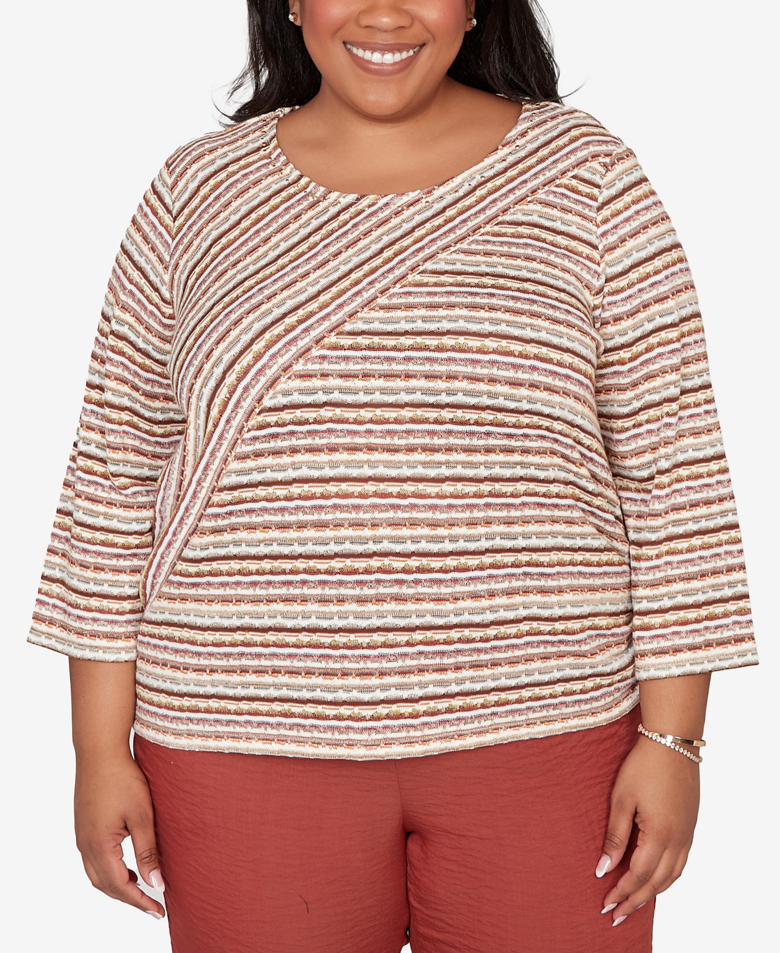 Топ Alfred Dunner Plus Size Spice Market с текстурированным принтом и завязками