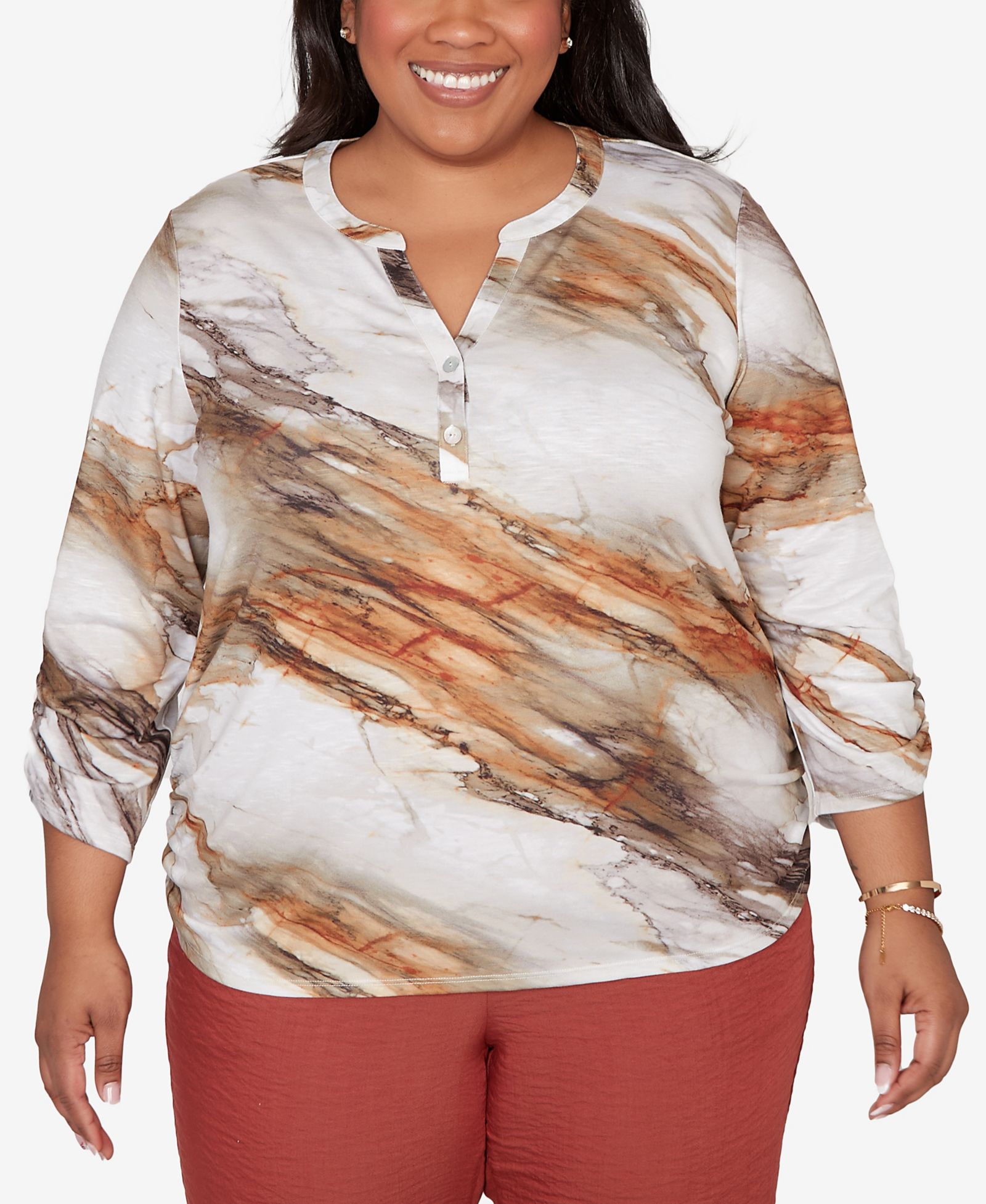 Alfred Dunner Женский топ Plus Size Spice Market с принтом мрамор